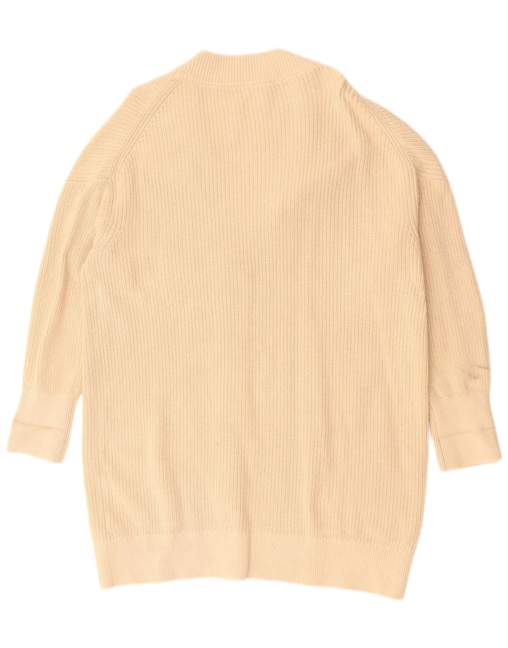 COS Womens Longline Oversized Cardigan Sweater UK 14 Medium Beige Cotton