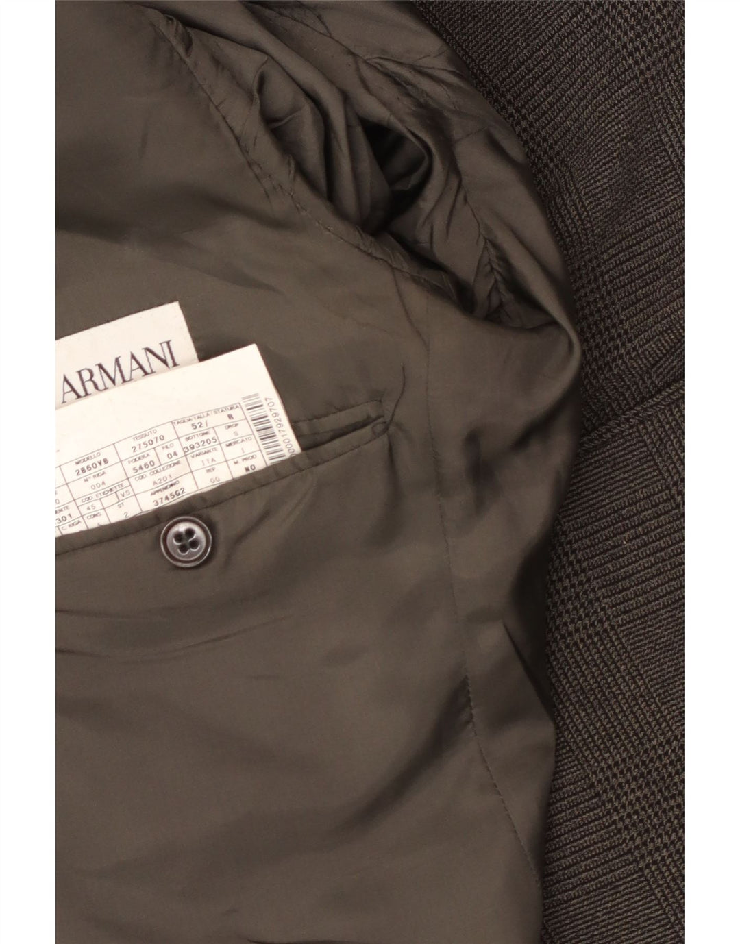 Armani Herre 2-knaps blazerjakke IT 52 Large Grå Houndstooth Polyester