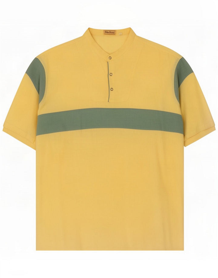 Peter Doney Mens Pullover Shirt Size 40 15 3/4 Medium Yellow Colourblock