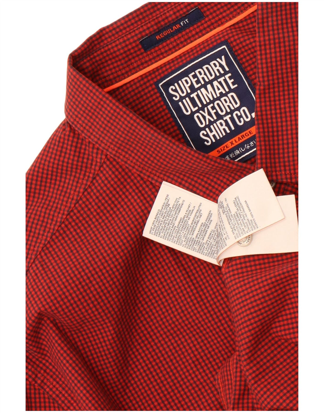 Superdry Herre Regular Fit Shirt XL Rød Gingham Cotton