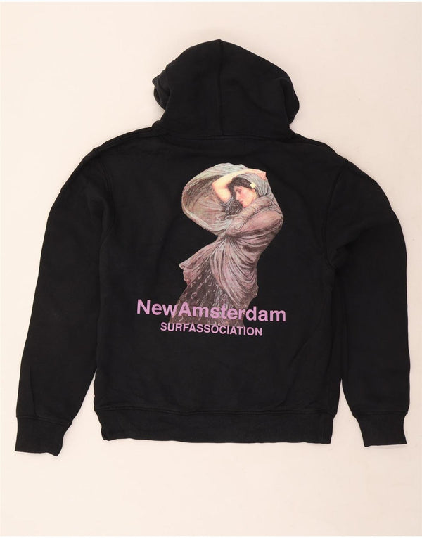 vintage Mens Graphic Hoodie Jumper Moyen Noir Coton