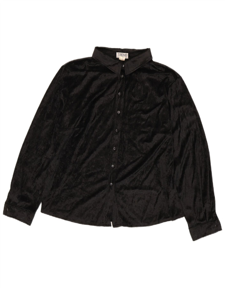 Trend Womens Shirt Blouse UK 20 2XL Black Polyester