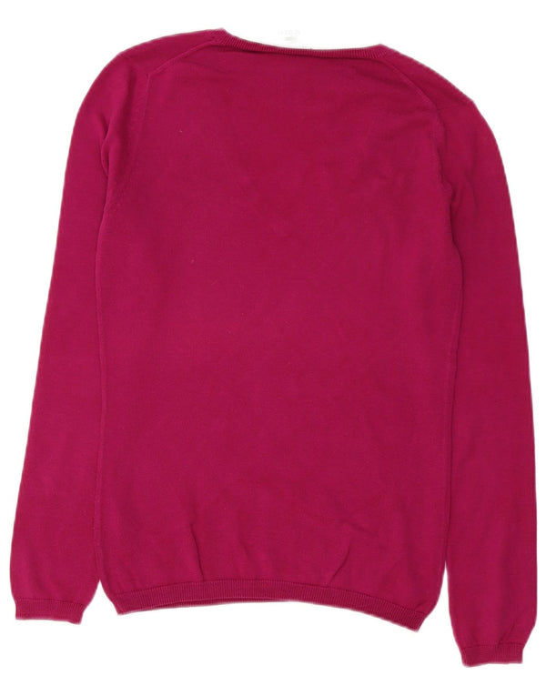 Suéter feminino Lacoste com decote em V tamanho 34 pequeno algodão rosa