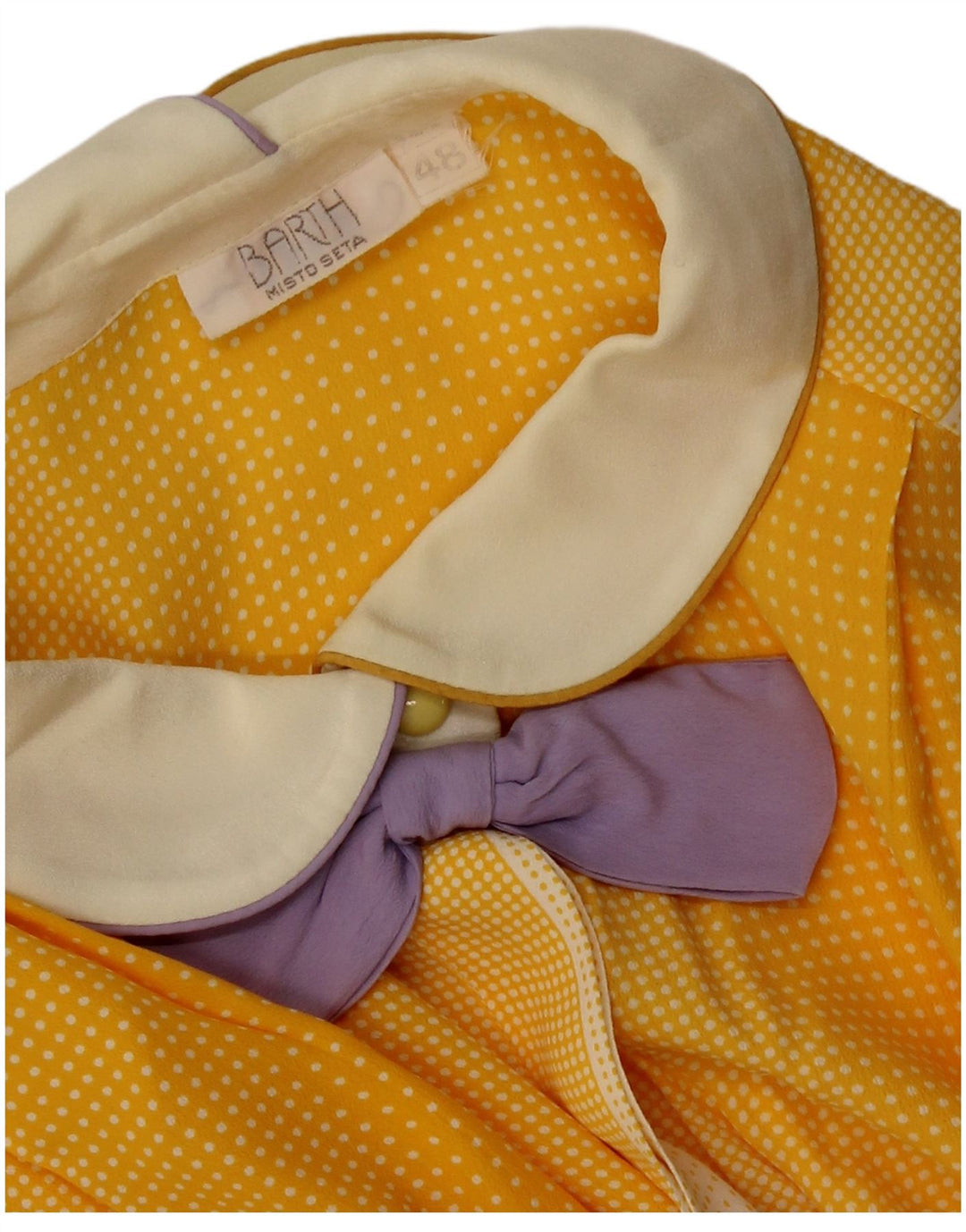 BARTH Womens Shirt Blouse IT 48 XL Yellow Spotted Silk