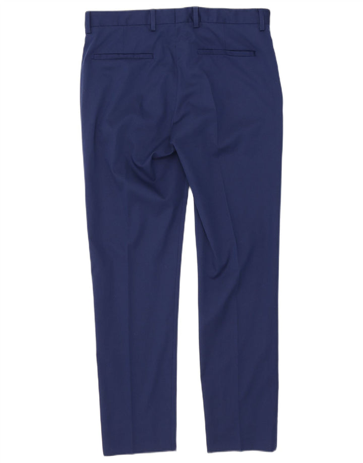 Zara Mens Slim Chino Trousers EU 42 Large W32 L30 Blue Polyester