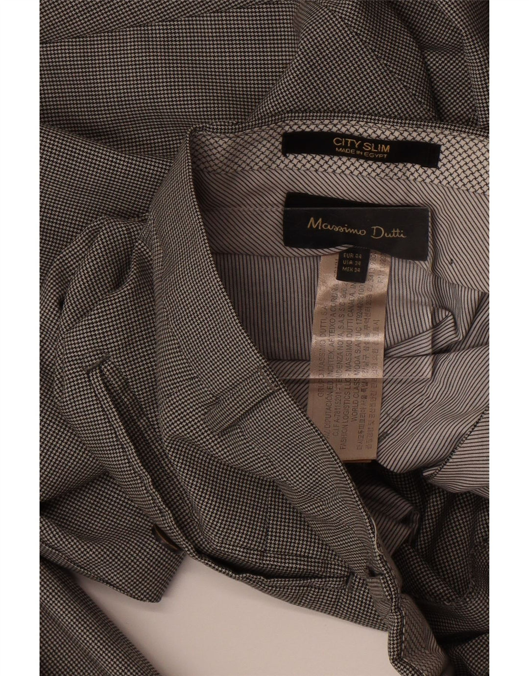 Massimo Dutti Mens Casual Trousers EU 44 Large W34 L33 Black Houndstooth