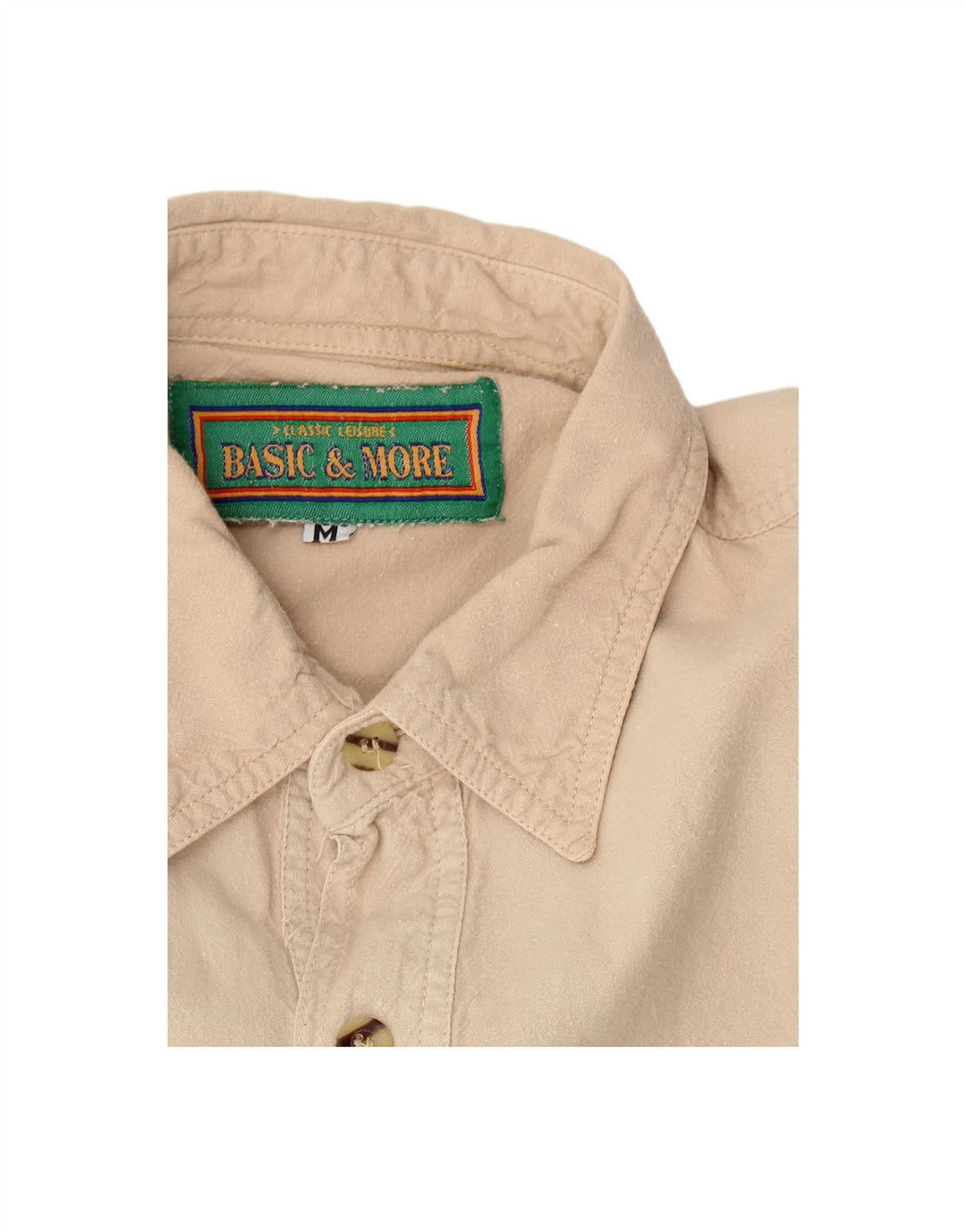 VINTAGE Mens Shirt Medium Beige Cotton Vintage Vintage and Second-Hand Vintage from Messina Hembry 
