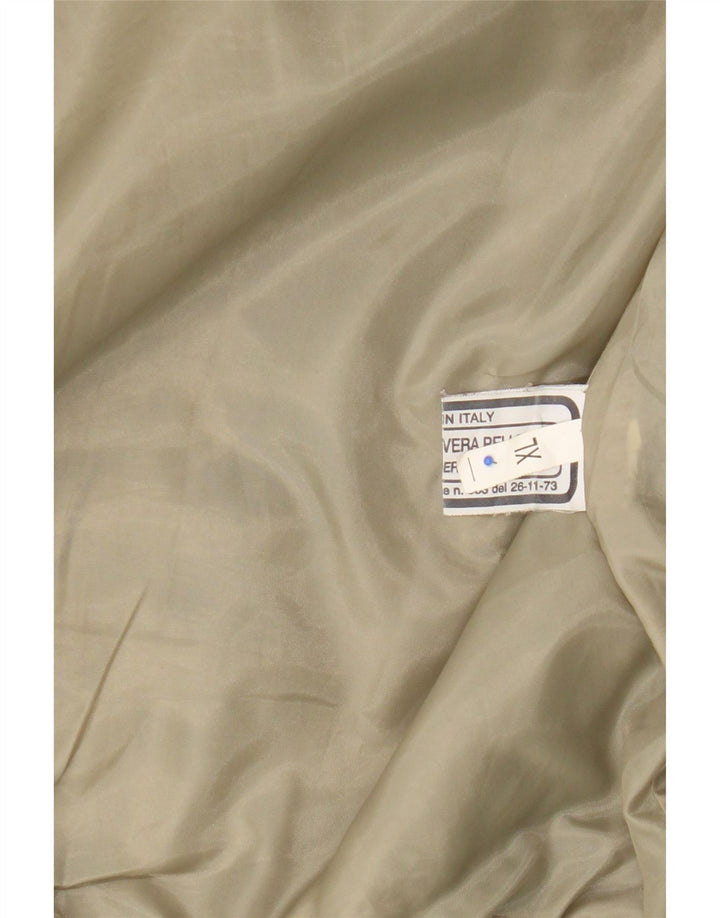 Vintage Womens Bomber Leather Jacket UK 18 XL Khaki Leather