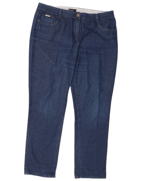 M&Co Kvinder Højtaljede tilspidsede Jeans UK 18 XL W38 L30 Blå Bomuld