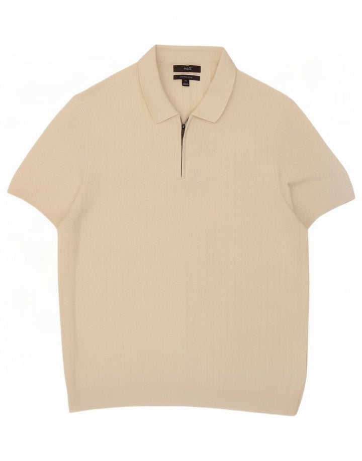 Marks & Spencer Polo Homme XL Blanc Coton
