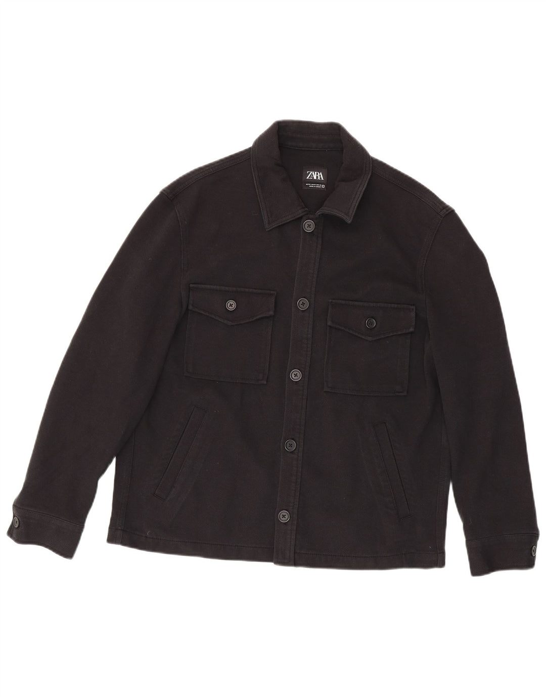 Zara Herren-Utility-Jacke UK 38 Mittelschwarze Baumwolle