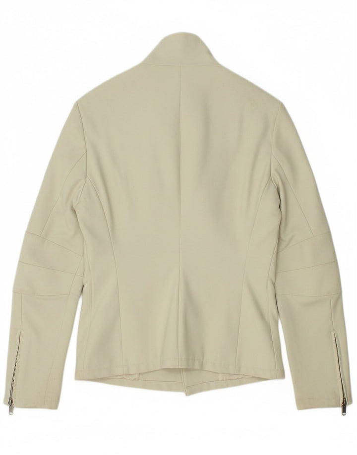 CALVIN KLEIN Womens Bomber Jacket US 6 Medium Off White Polyamide