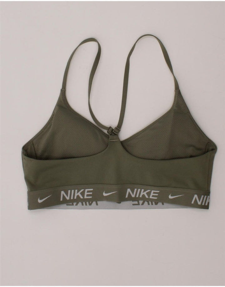 Nike Womens Graphic Sport Bra Top Small Khaki Polyester Sports