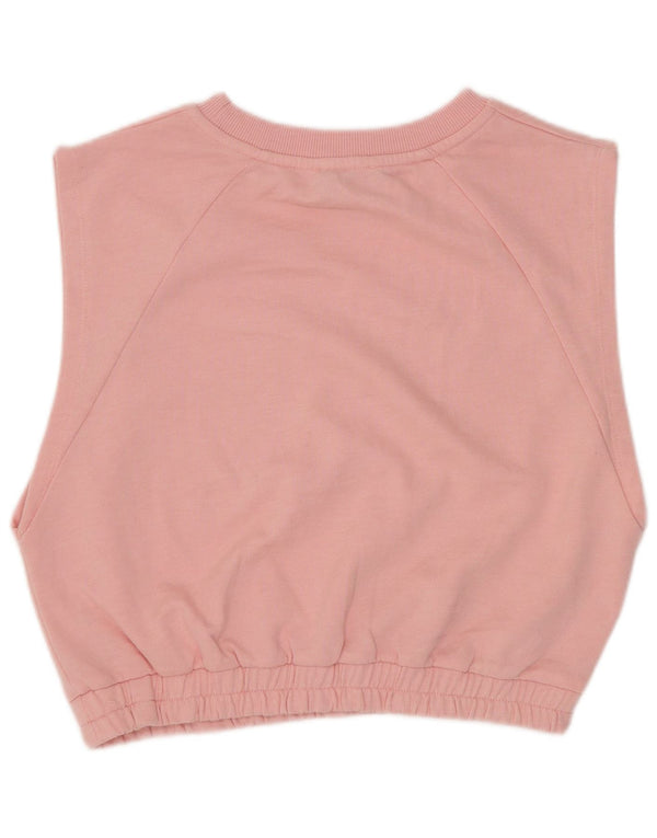 Topshop Womens Sleeveless Crop Top UK 10 Small Pink Cotton