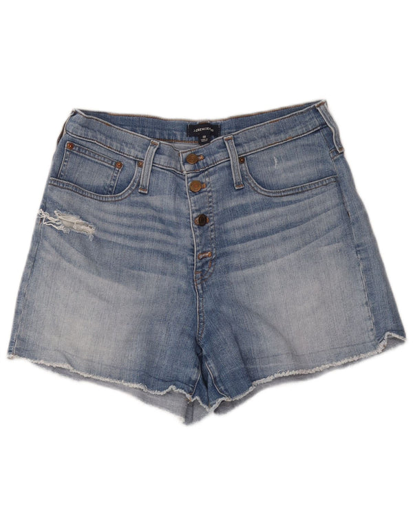 J. Crew Damen-Jeansshorts im Distressed-Look mit hoher Taille, W30, mittelblaue Baumwolle