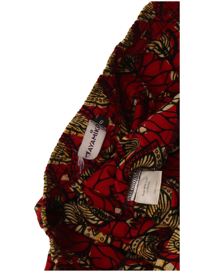 Mayamiko Womens Abstrakt mønster Cropped Trousers US 8 Medium W30 L26 Red