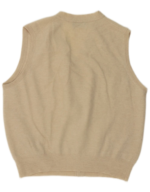Boggi Cardigan sans manches pour homme XL en laine vierge beige
