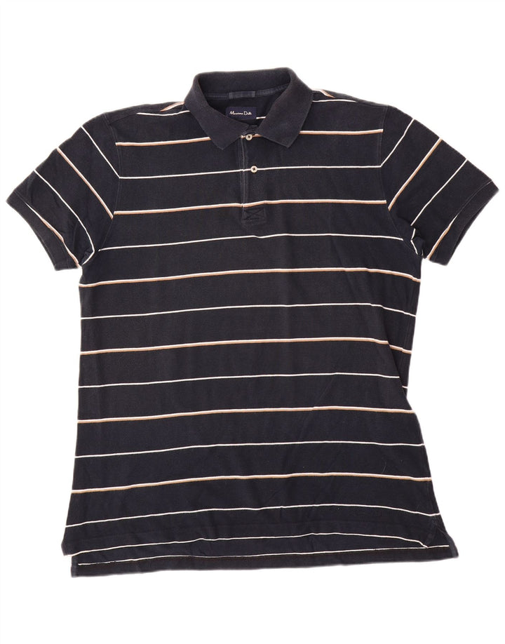Massimo Dutti Polo Homme Large Bleu Marine Rayé