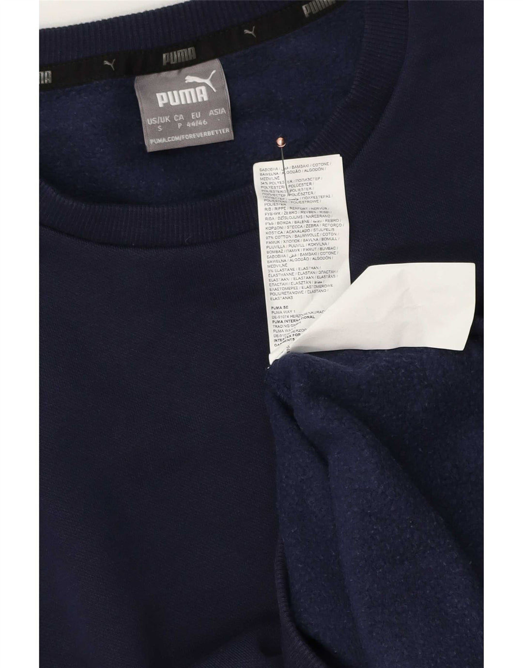 Puma Mens Sweatshirt Jumper Small Navy Blue Cotton