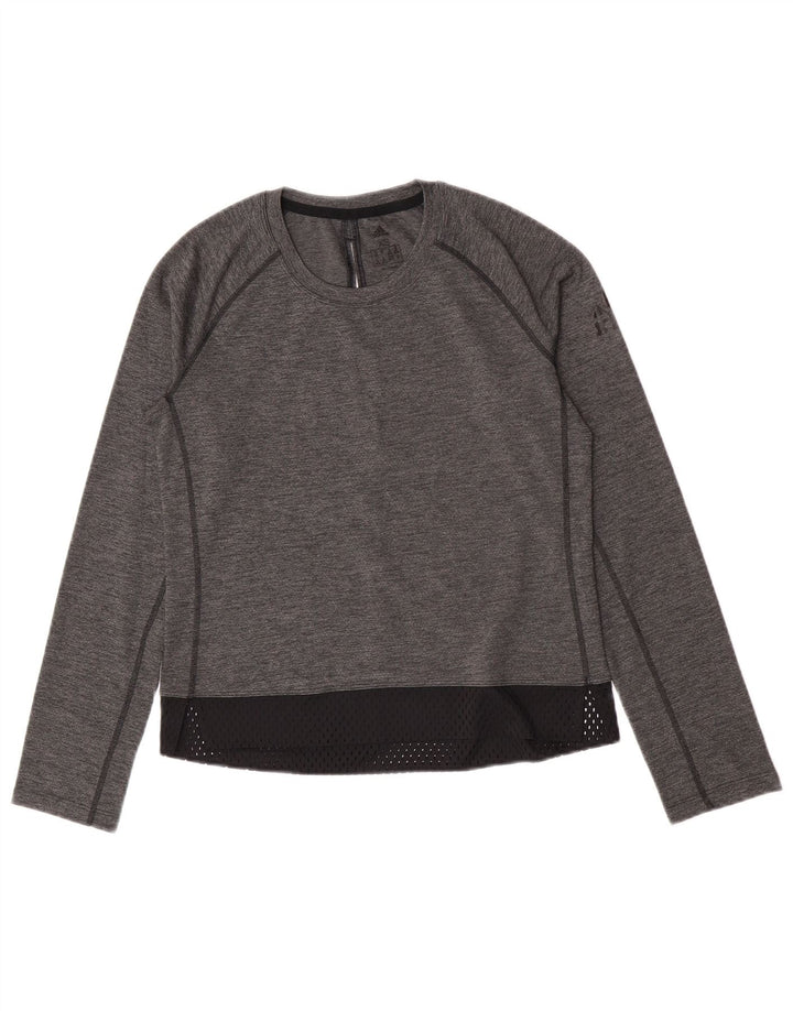 Adidas Womens Top Long Sleeve UK 4/6 XS Grey Colourblock Polyester