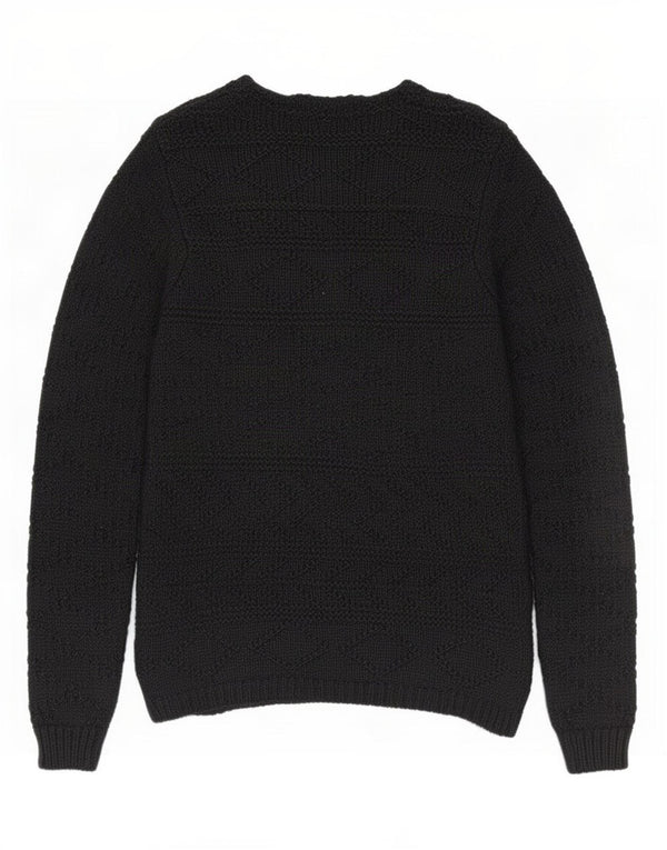 Zara Mens V-Neck Jumper Sweater Medium Black Acrylic