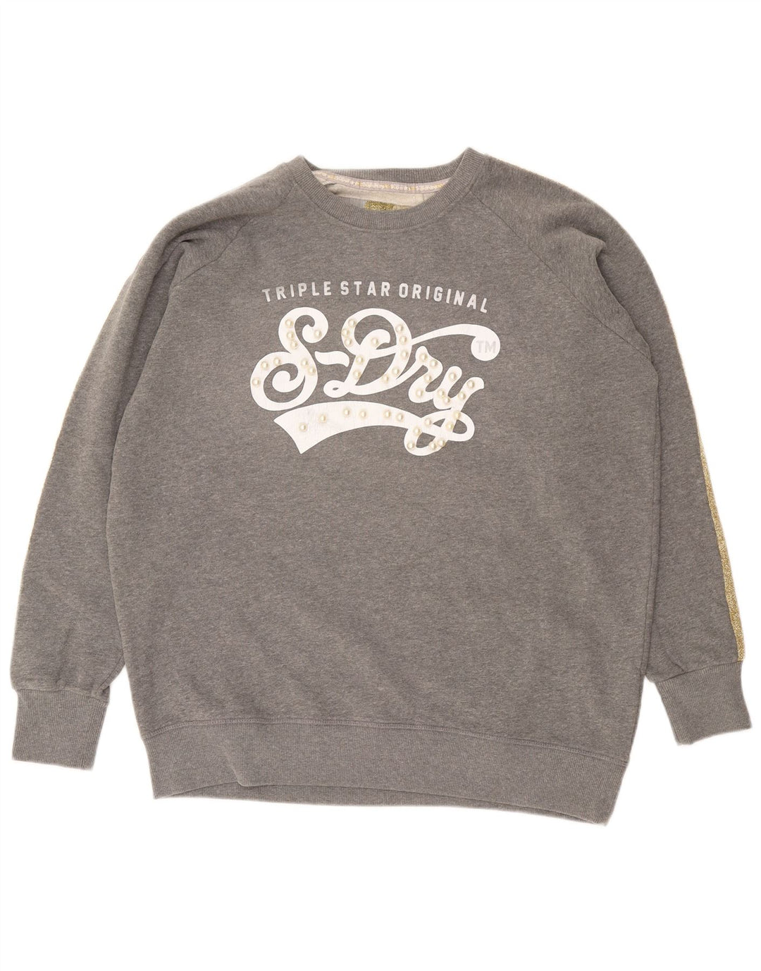 Superdry Womens Oversized Sweatshirt Jumper UK 14 Medium Grey Colourblock