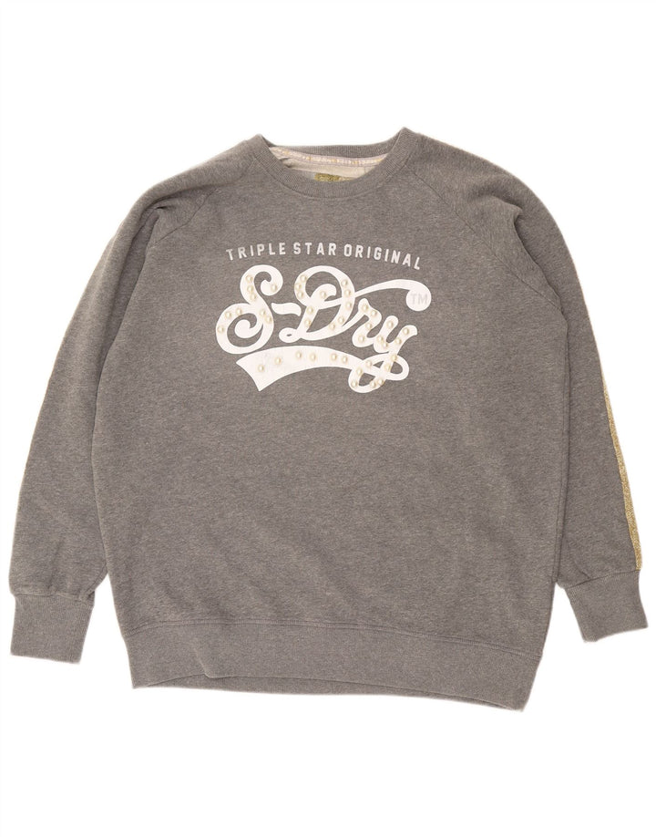 Superdry Womens Oversized Sweatshirt Jumper UK 14 Medium Grey Colourblock