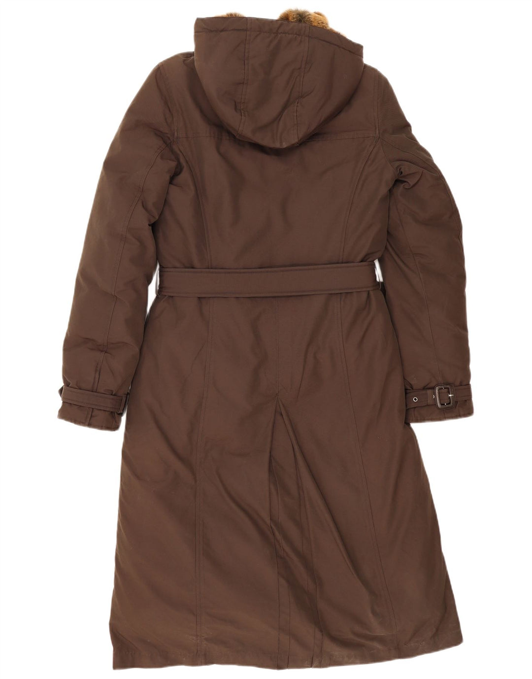 Woolrich Womens Hooded Padded Coat UK 10 Small Brown Cotton