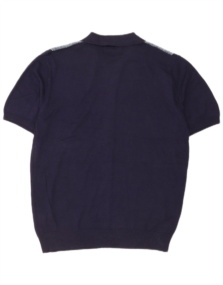 Pierre Cardin Mens Short Sleeve Knit Shirt Medium Navy Blue Geometric