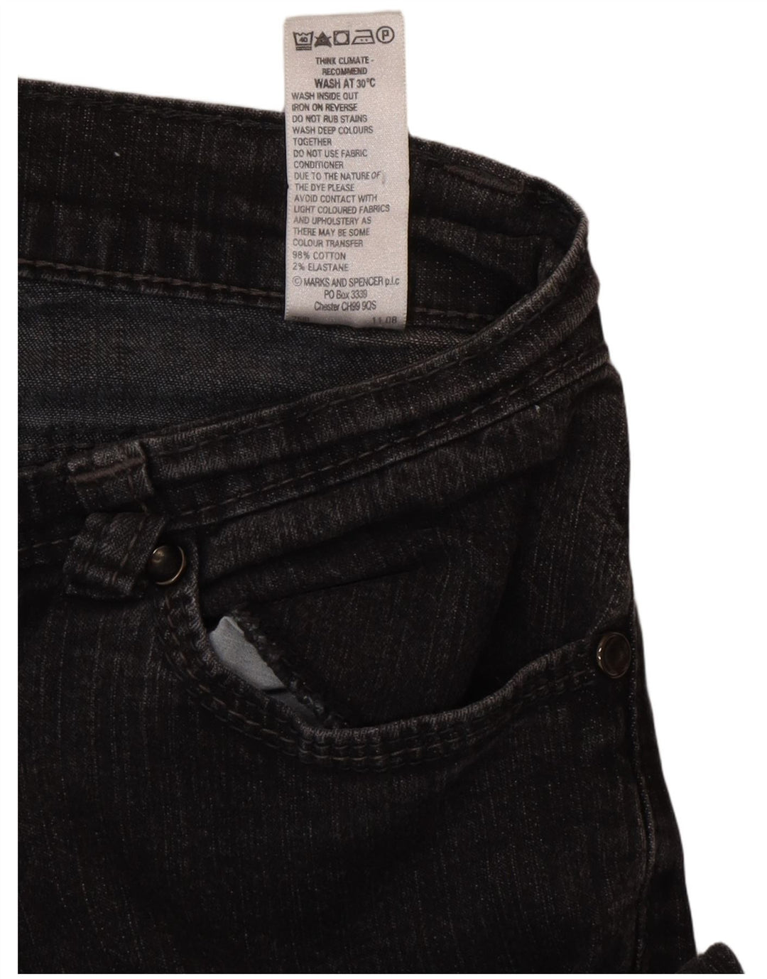 Marks & Spencer Womens Bootcut Jeans UK 10 Small W27 L29 Black Cotton