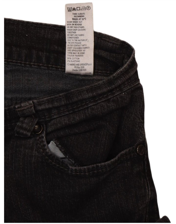 Marks & Spencer Womens Bootcut Jeans UK 10 Small W27 L29 Black Cotton