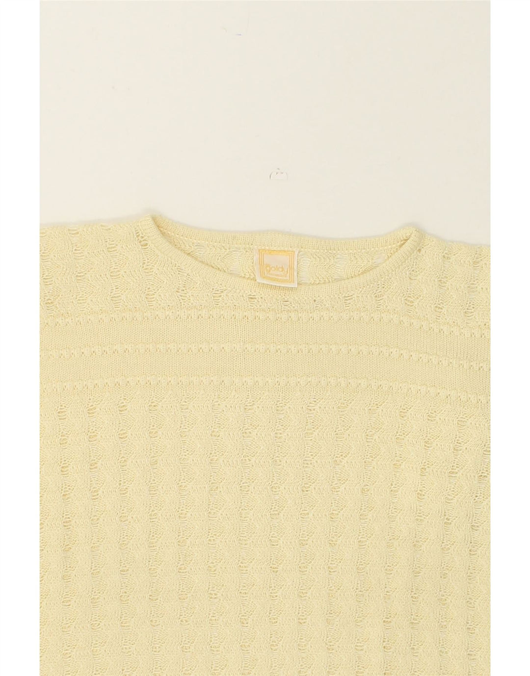 VINTAGE Womens 3/4 Sleeve Crew Neck Jumper Sweater UK 16 Large Yellow | Vintage Vintage | Thrift | Second-Hand Vintage | Used Clothing | Messina Hembry 