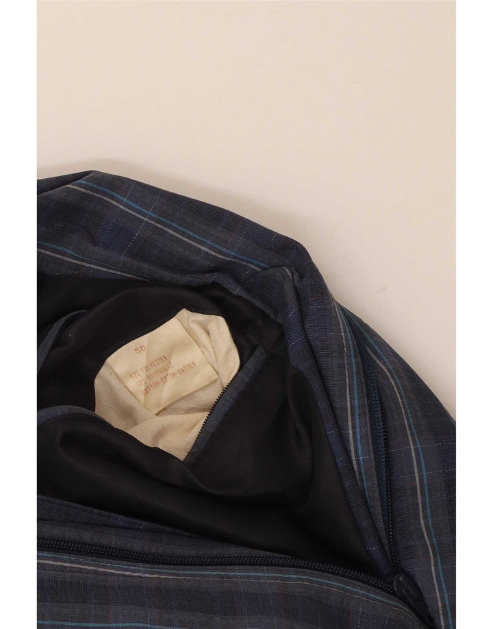 Vintage bomberjakke til mænd IT 50 Stor marineblå ternet polyester