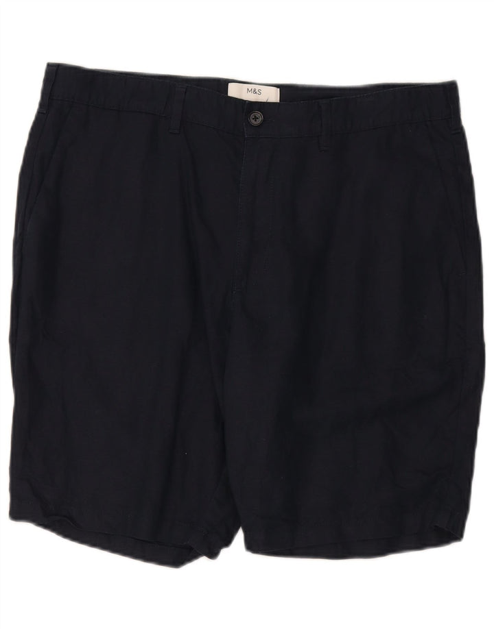 Marks & Spencer Mens Chino Shorts W36 Large Navy Blue Flax