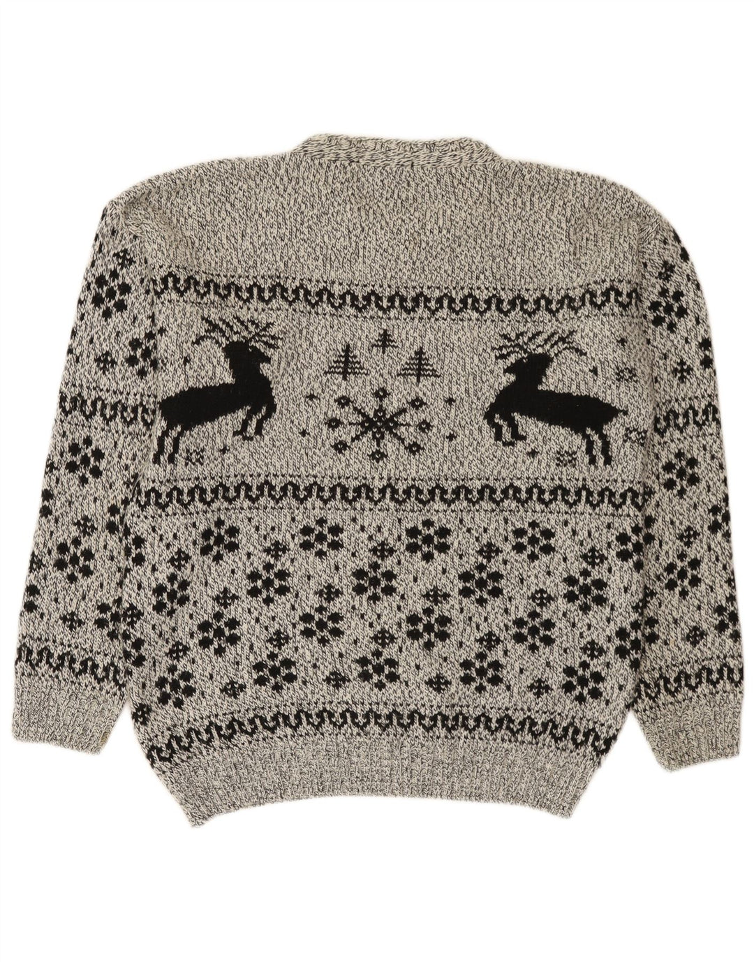 Cotton Republic Pull Col Rond Homme Gris Moyen Fair Isle