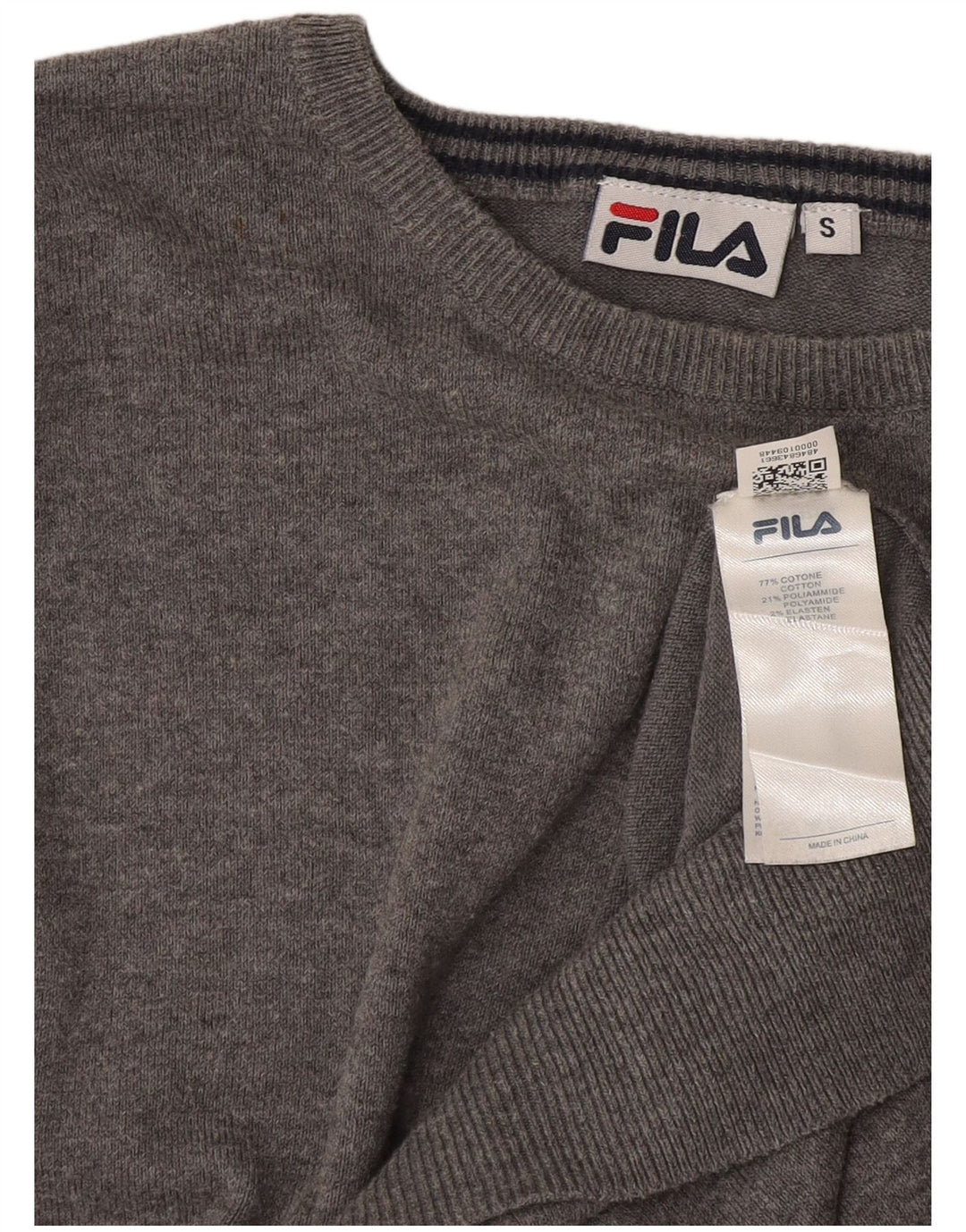 Fila Herren-Pullover mit U-Boot-Ausschnitt, Größe S, graue Baumwolle