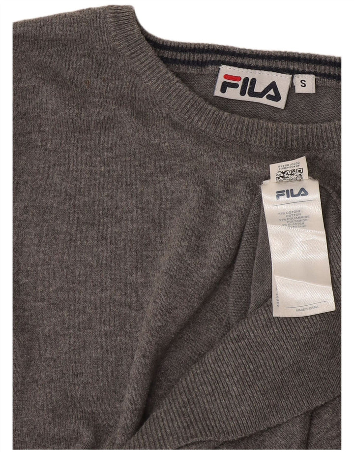 Fila Herren-Pullover mit U-Boot-Ausschnitt, Größe S, graue Baumwolle