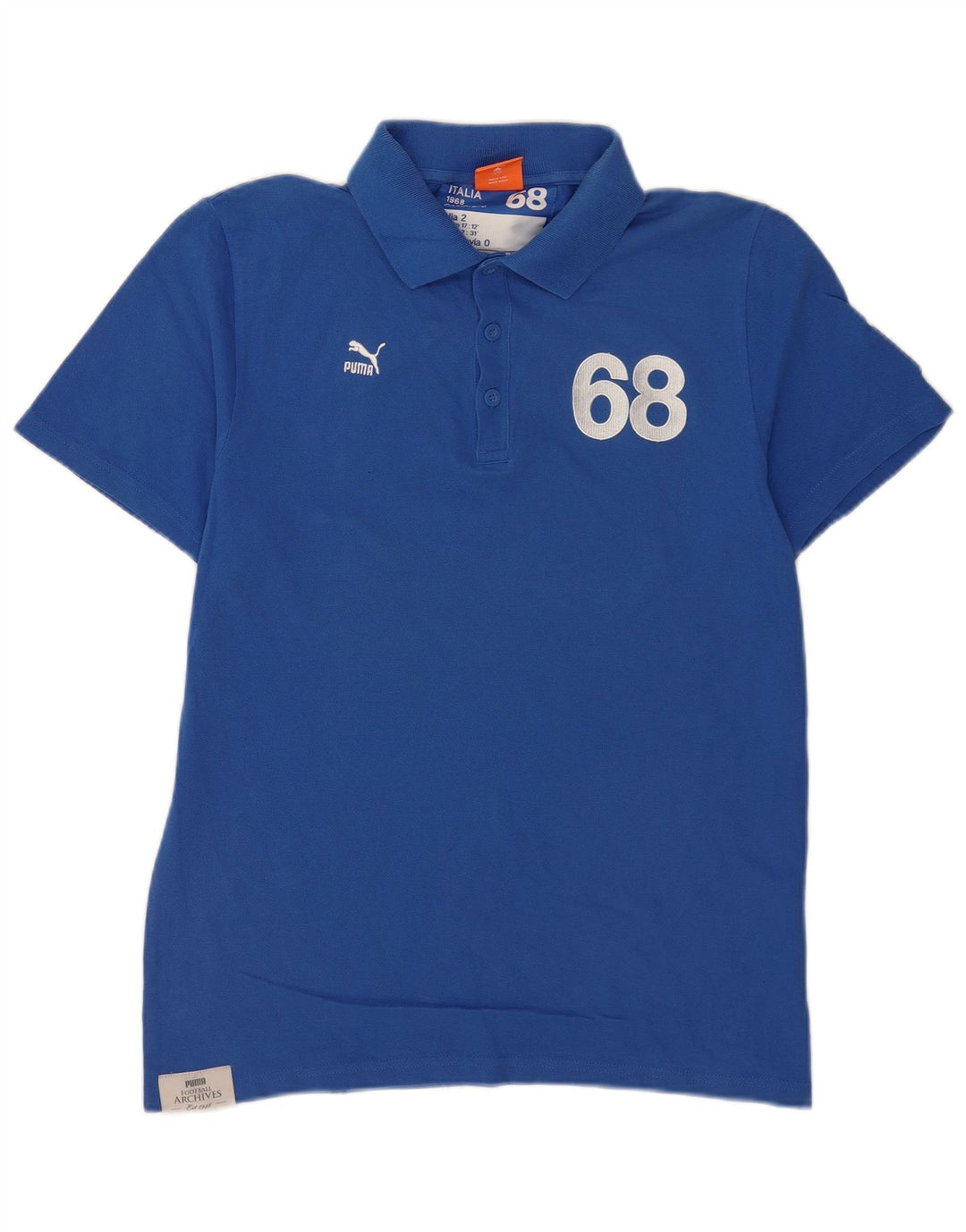 Puma Mens Graphic Polo Shirt Medium Blue Cotton