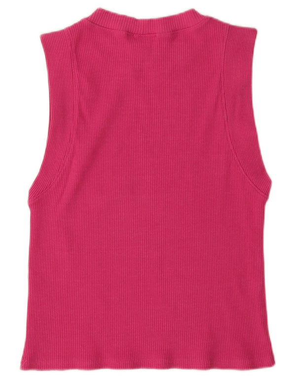 Zara Womens Crop Vest Top UK 14 Large Pink Bomuld