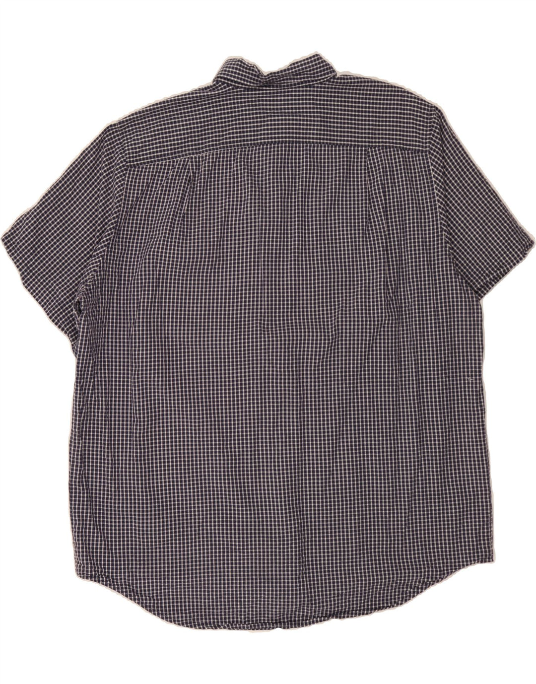 EDDIE BAUER Mens Short Sleeve Shirt 2XL Navy Blue Check Cotton Vintage Eddie Bauer and Second-Hand Eddie Bauer from Messina Hembry 