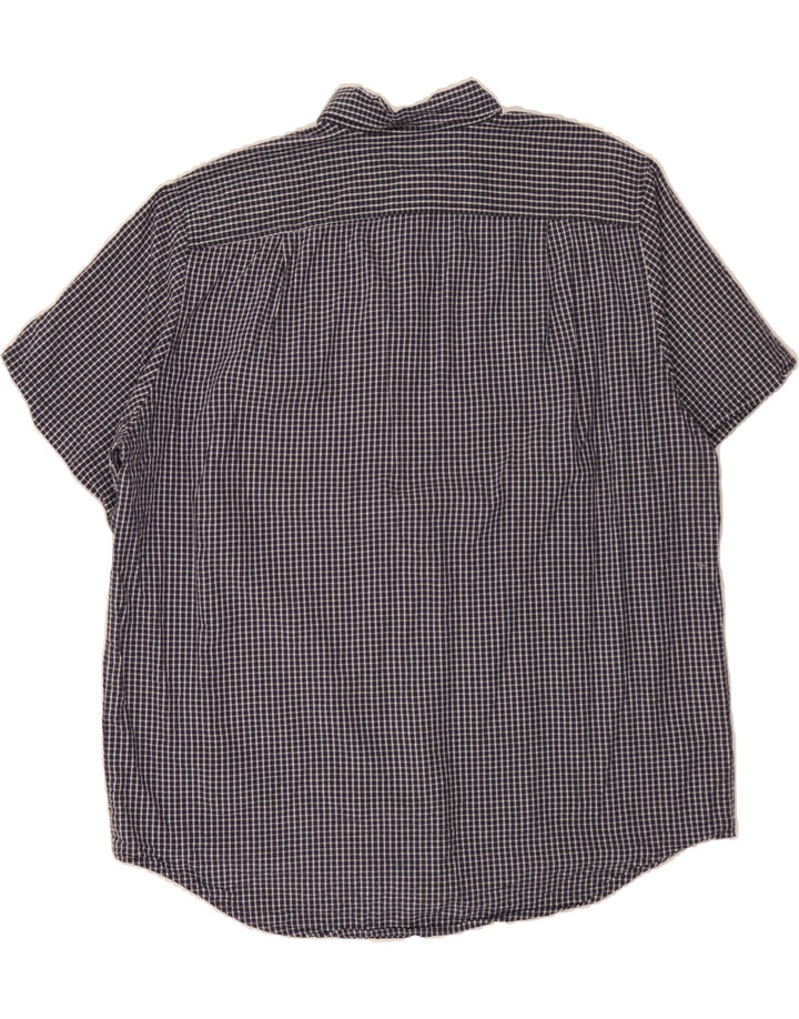 EDDIE BAUER Mens Short Sleeve Shirt 2XL Navy Blue Check Cotton Vintage Eddie Bauer and Second-Hand Eddie Bauer from Messina Hembry 