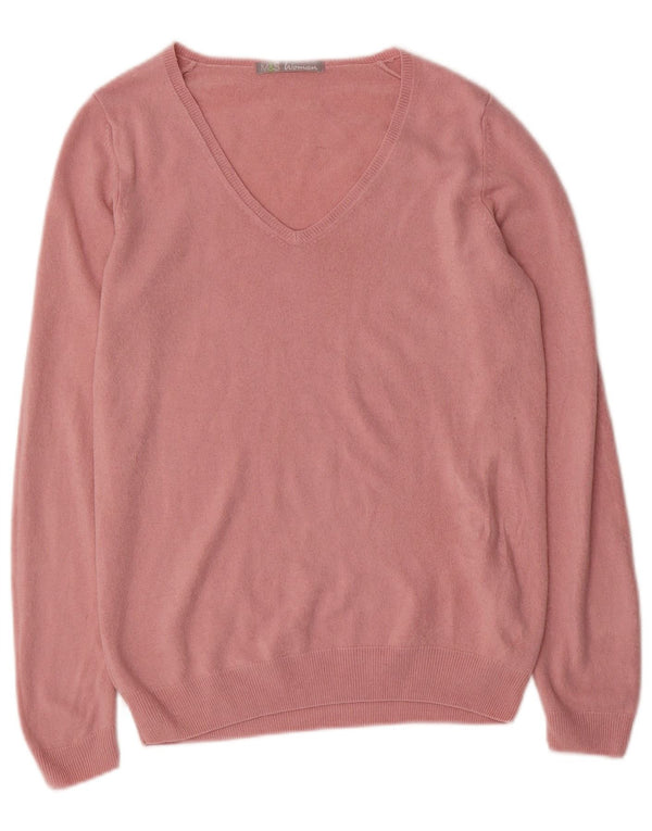 Marks & Spencer Damski sweter z dekoltem w kształcie litery V, UK 10, mały, różowy, akrylowy