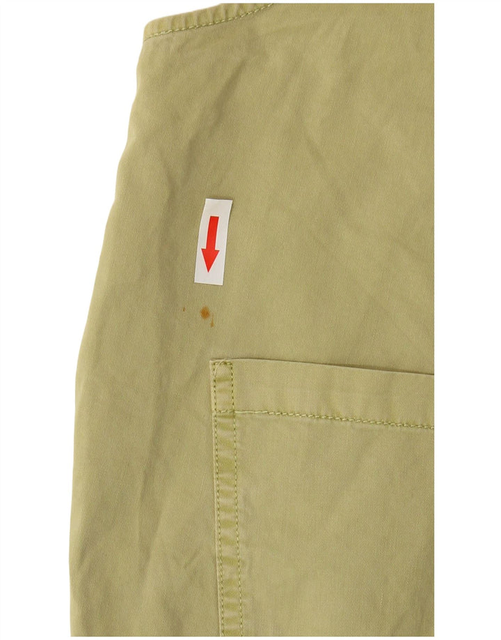 VINTAGE Womens Dungarees Shorts Medium W34 Green Cotton