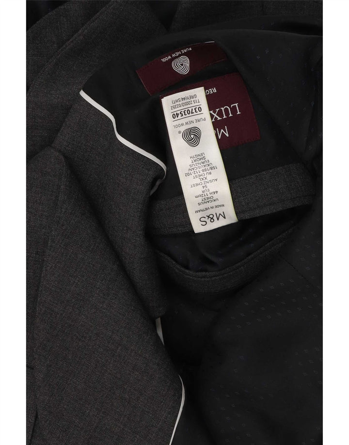 Marks & Spencer Mens 2 Button Blazer Jacket Size 44 2XL Grey New Wool