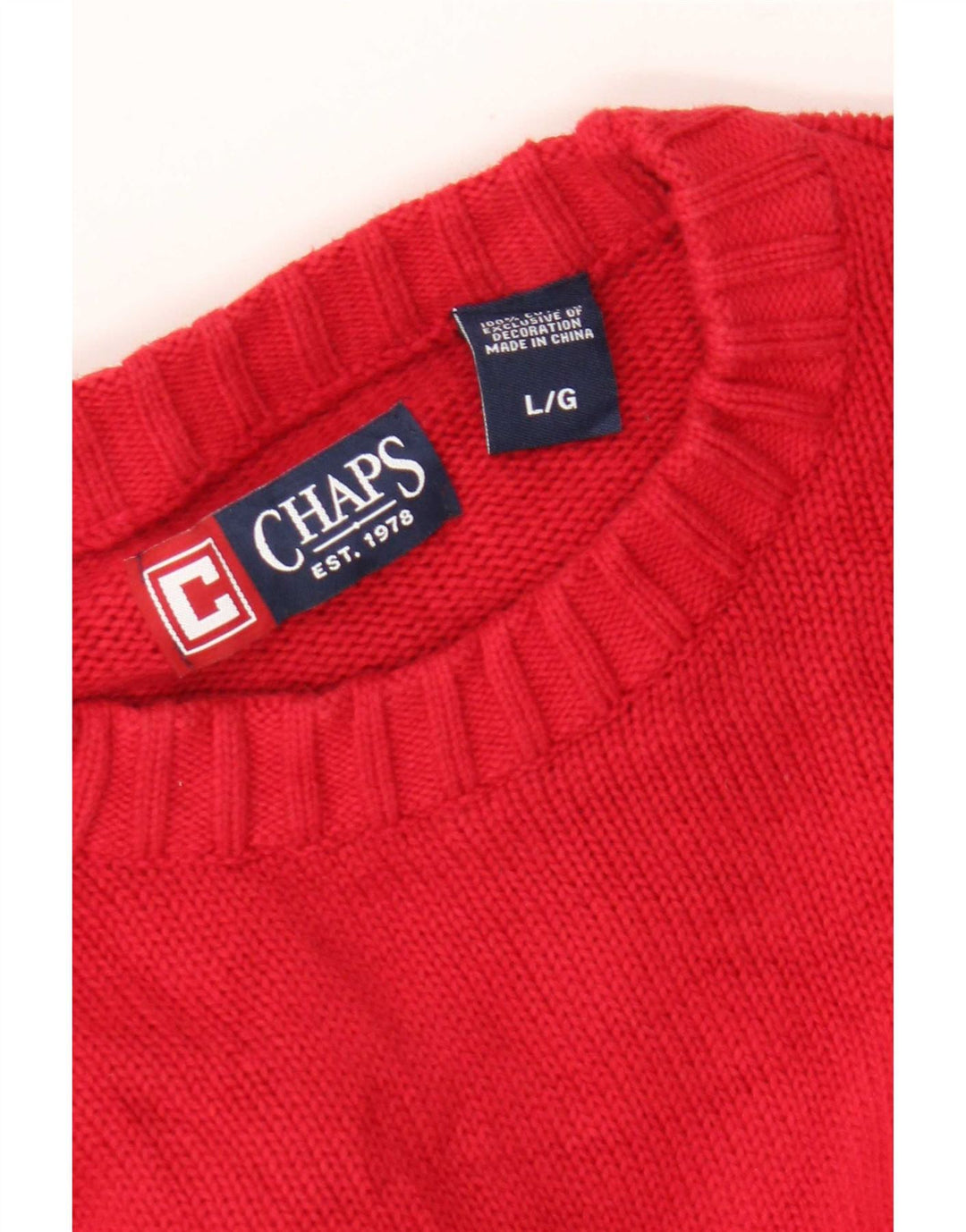 Chaps Uomo Maglione Girocollo Maglione Grande Cotone Rosso