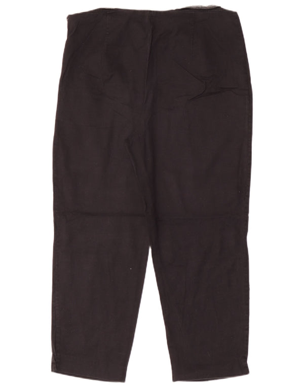 Marks & Spencer Womens Tapered Cropped Trousers UK 14 Medium W30 L24 Black