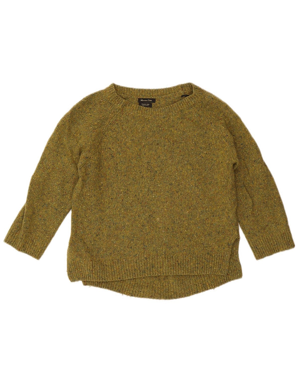 Massimo Dutti Dame Boat Neck Jumper Sweater UK 10 Small Khaki Flecked