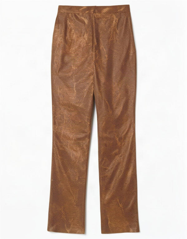 Pantalon décontracté taille haute femme vintage IT 42 Medium W26 L31 Marron