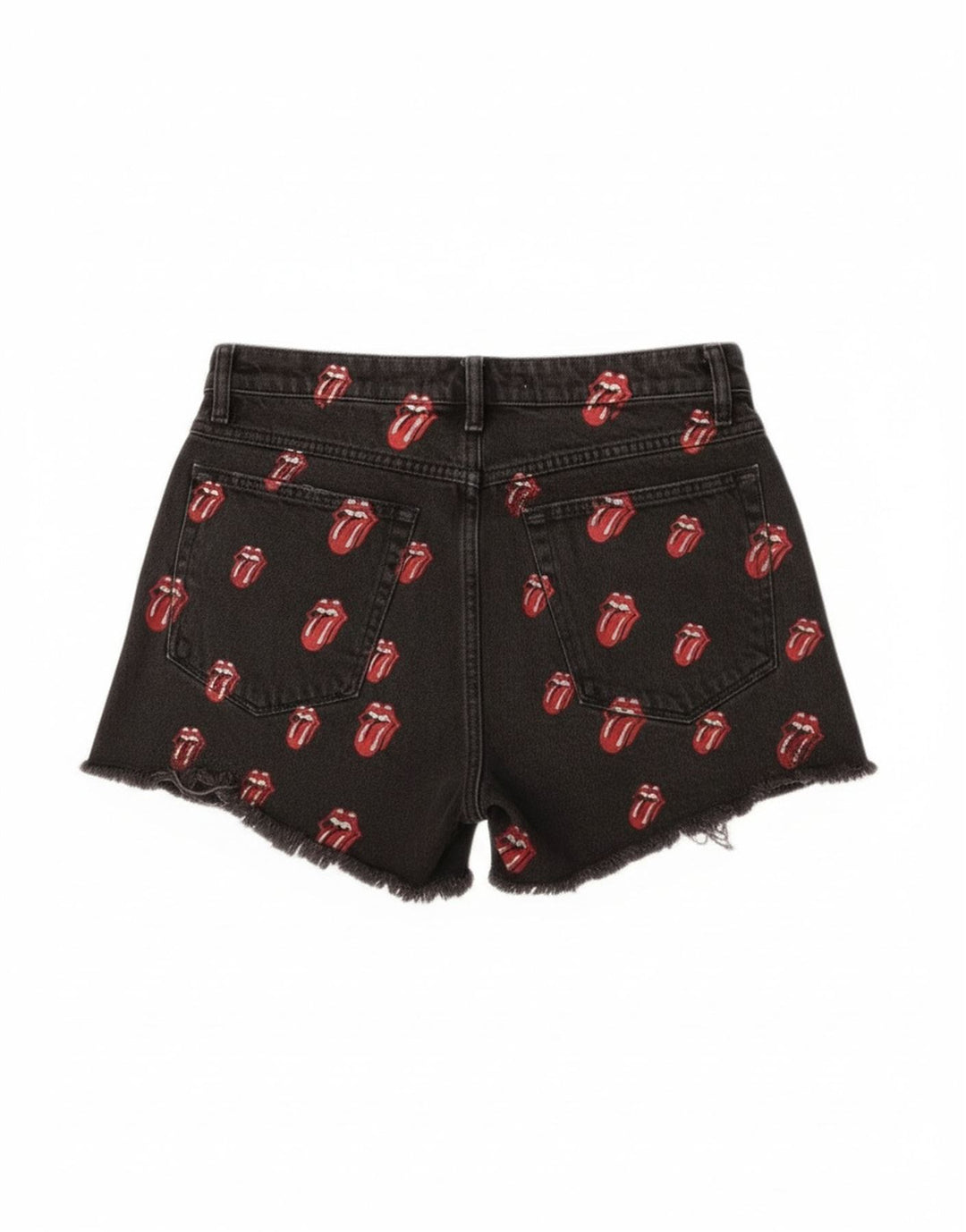Zara Womens Graphic Distressed Denim Shorts EU 40 Medium W30 Black