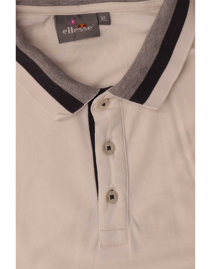 Ellesse Mens Polo Shirt XL White Striped Cotton